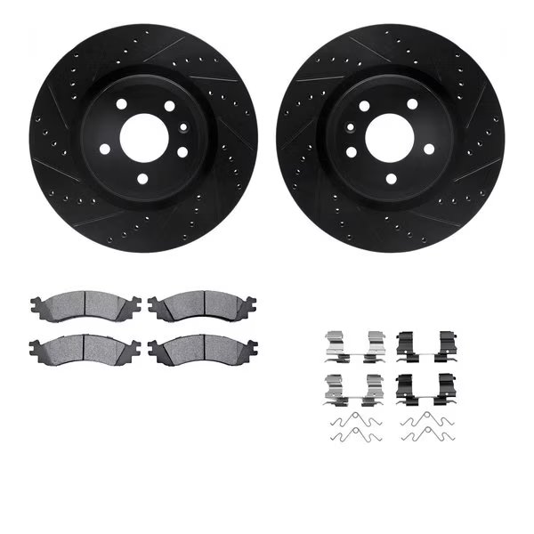 8512-54099, Rotors-Drilled and Slotted-Black w/ 5000 Advanced Brake Pads incl. Hardware, Zinc Coated, Dynamic Friction Co, Mfr#: 8512-54099